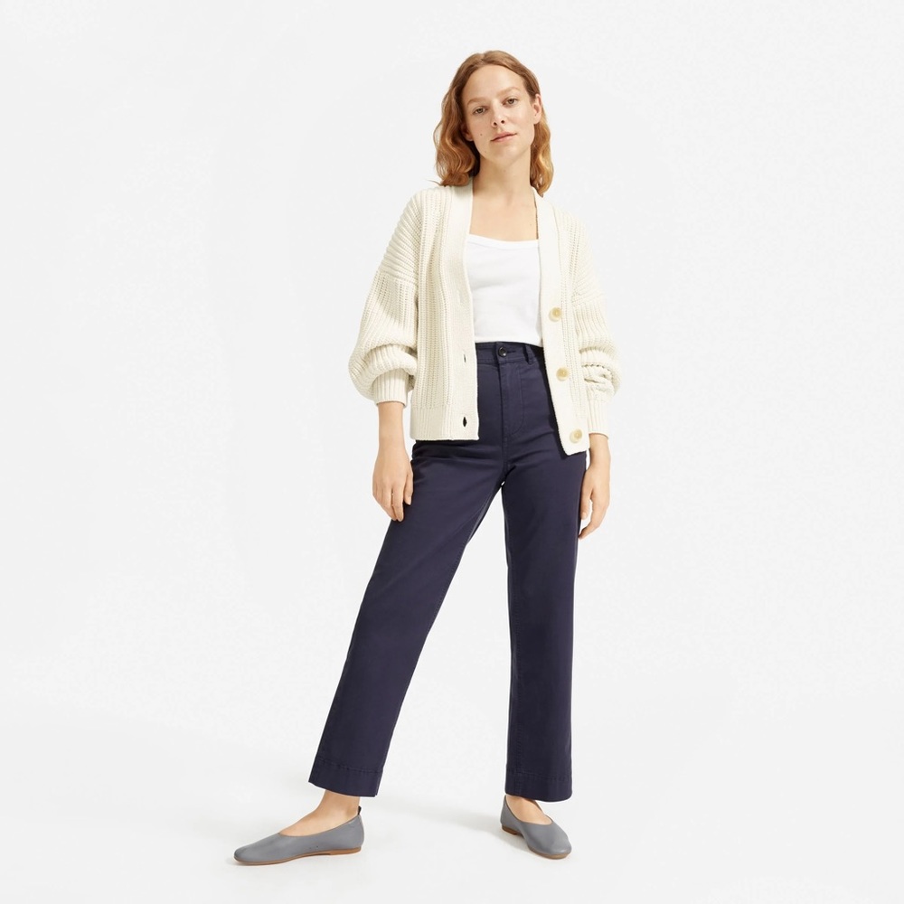 Everlane Texture Cotton Crop Cardigan - cream